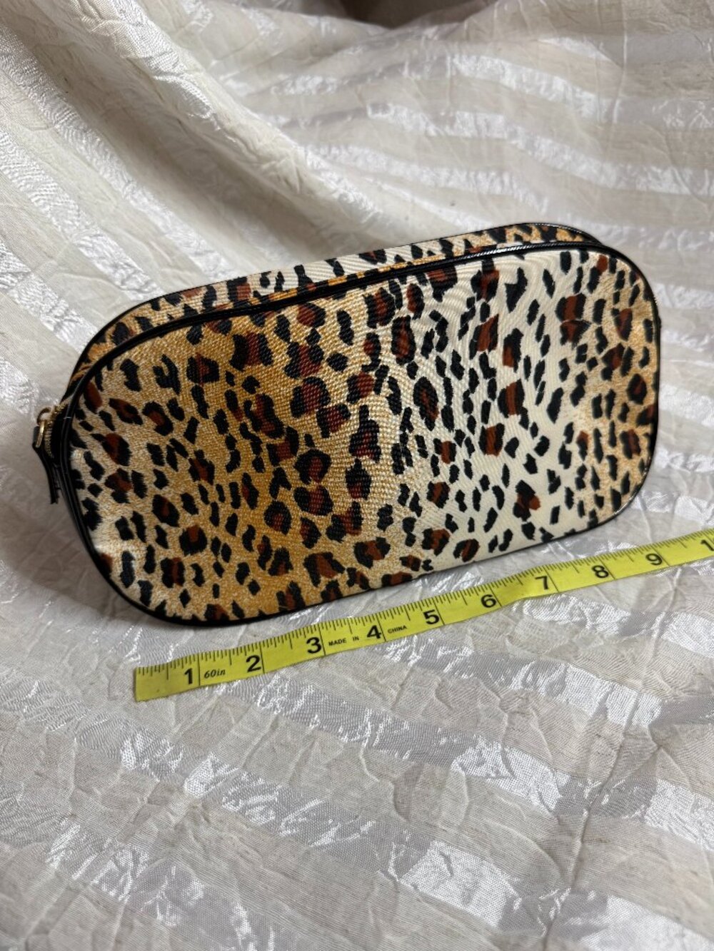 Lancome Leopard Print Cosmetic Bag Makeup Pouch Zip Travel Case